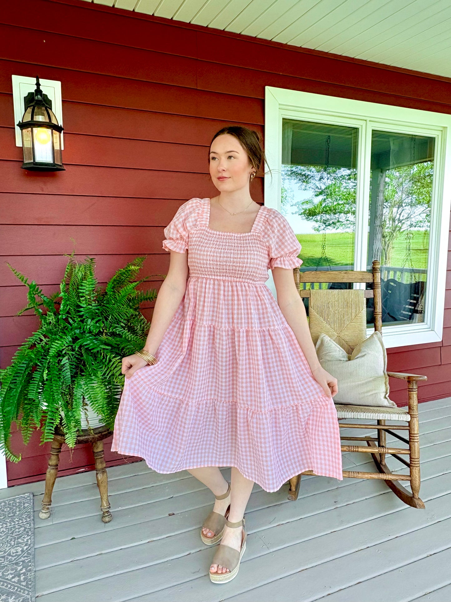 Gingham Maxi Dress | Baby Pink