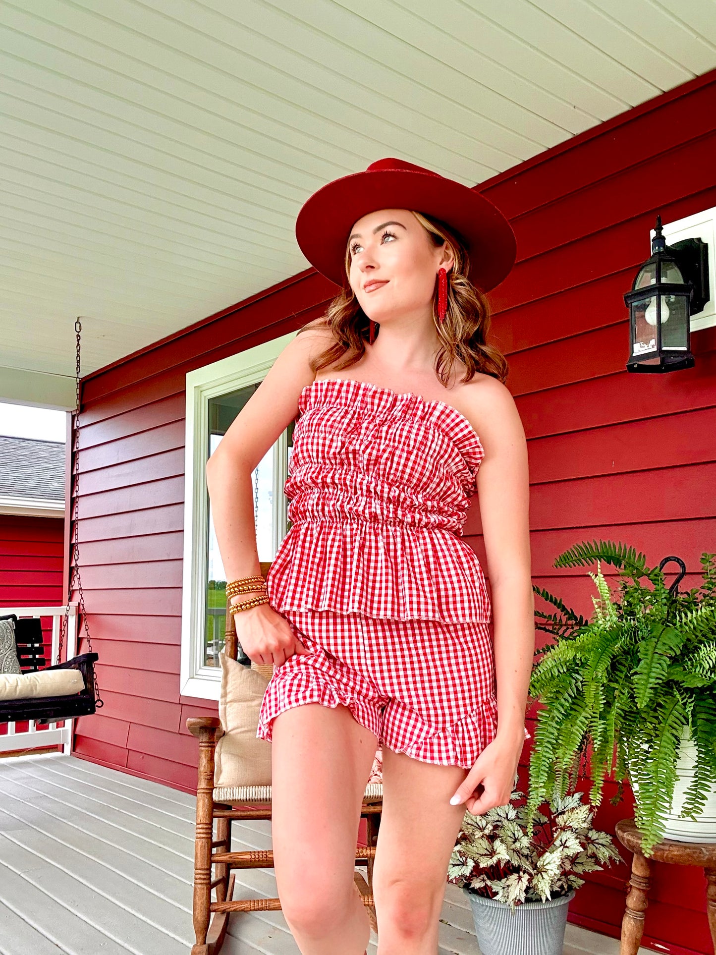 Checkered Picnic Tube Top | Red