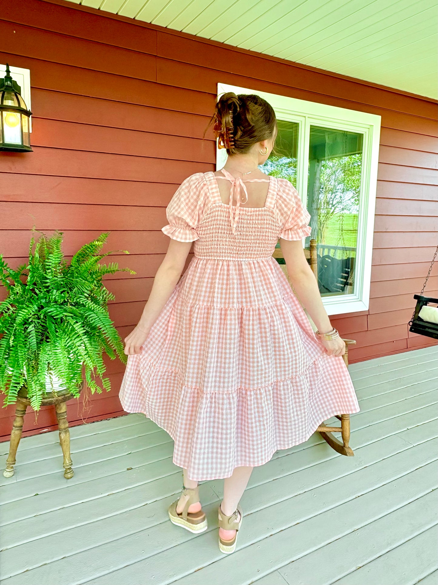 Gingham Maxi Dress | Baby Pink