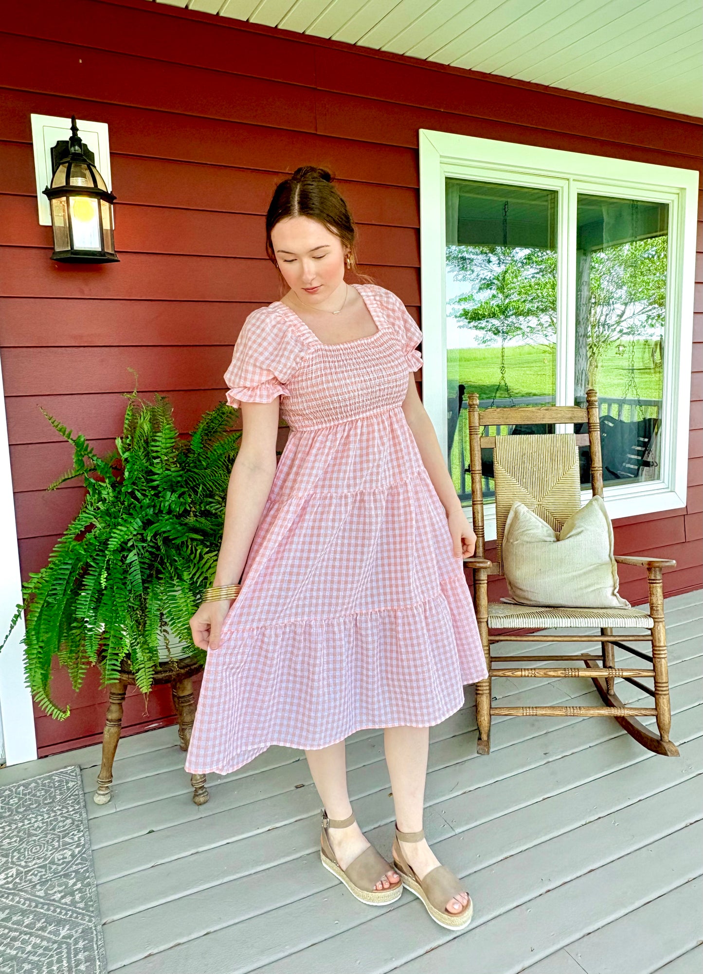 Gingham Maxi Dress | Baby Pink