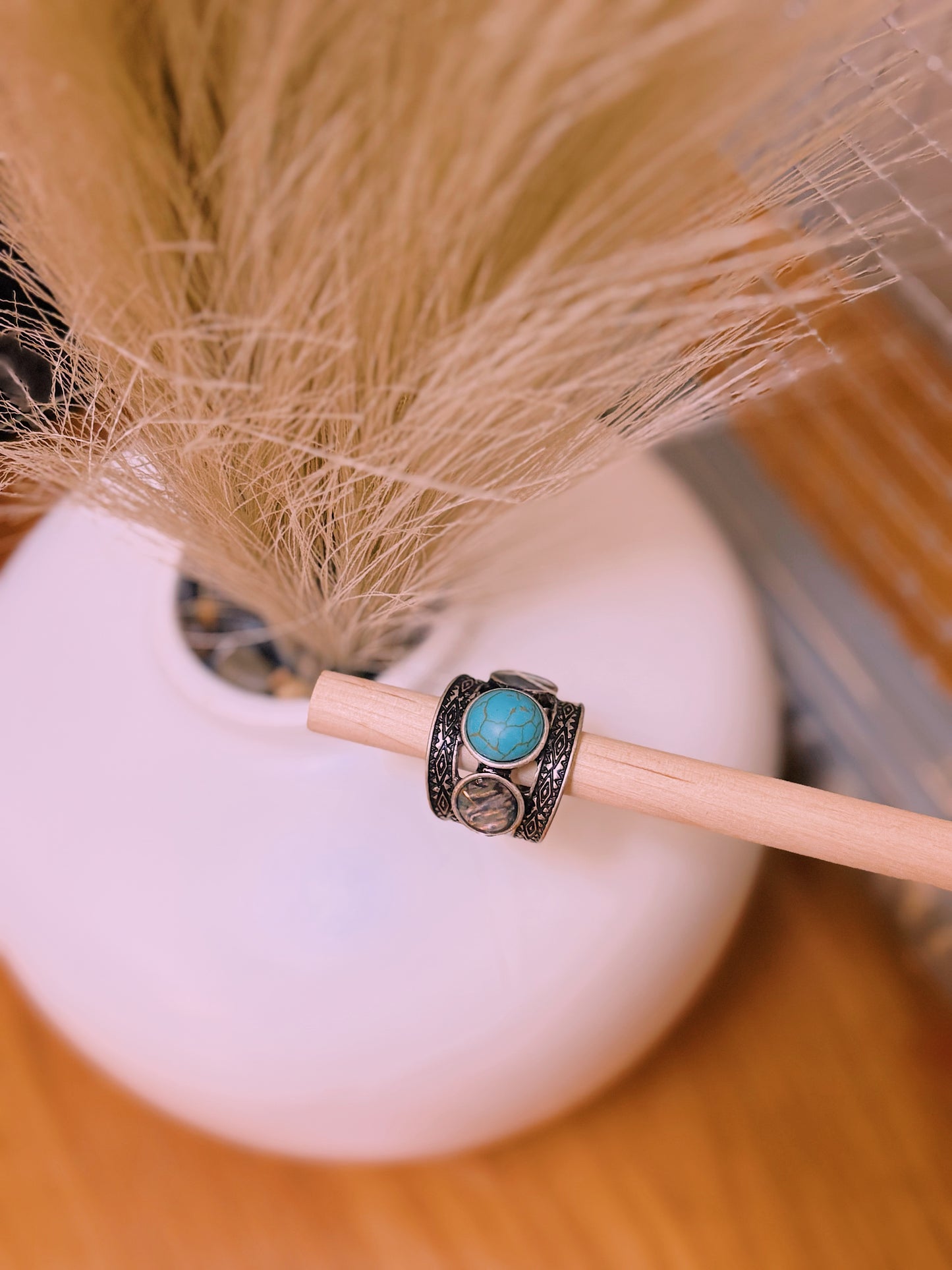 Aztec Stone Ring | Turquoise & Quartz