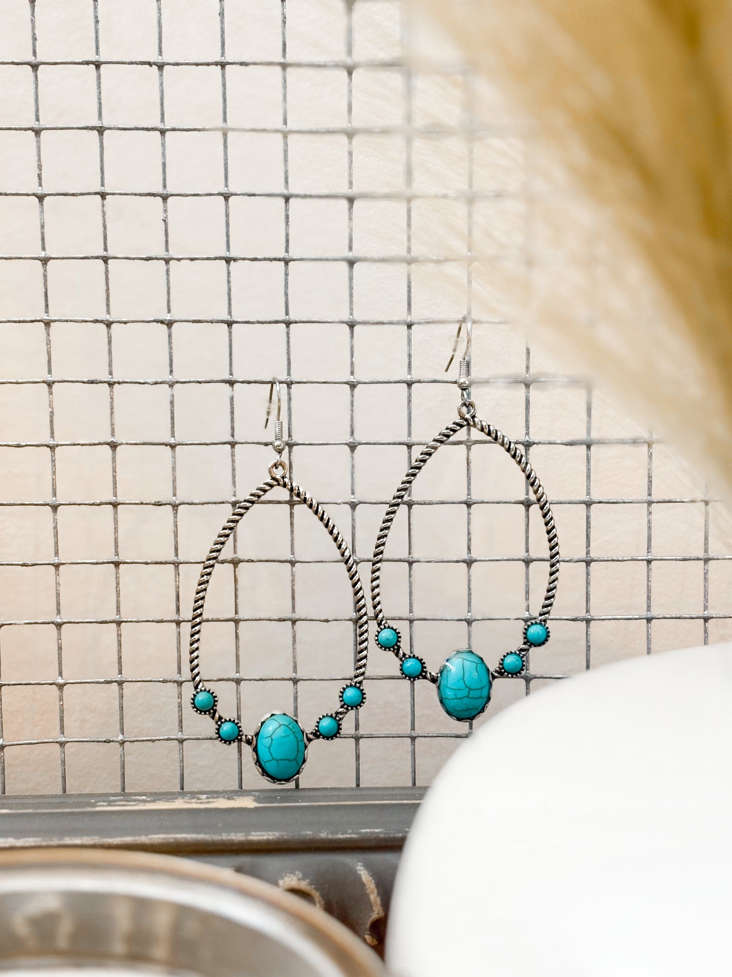 Wire Hoop Earrings | Turquoise