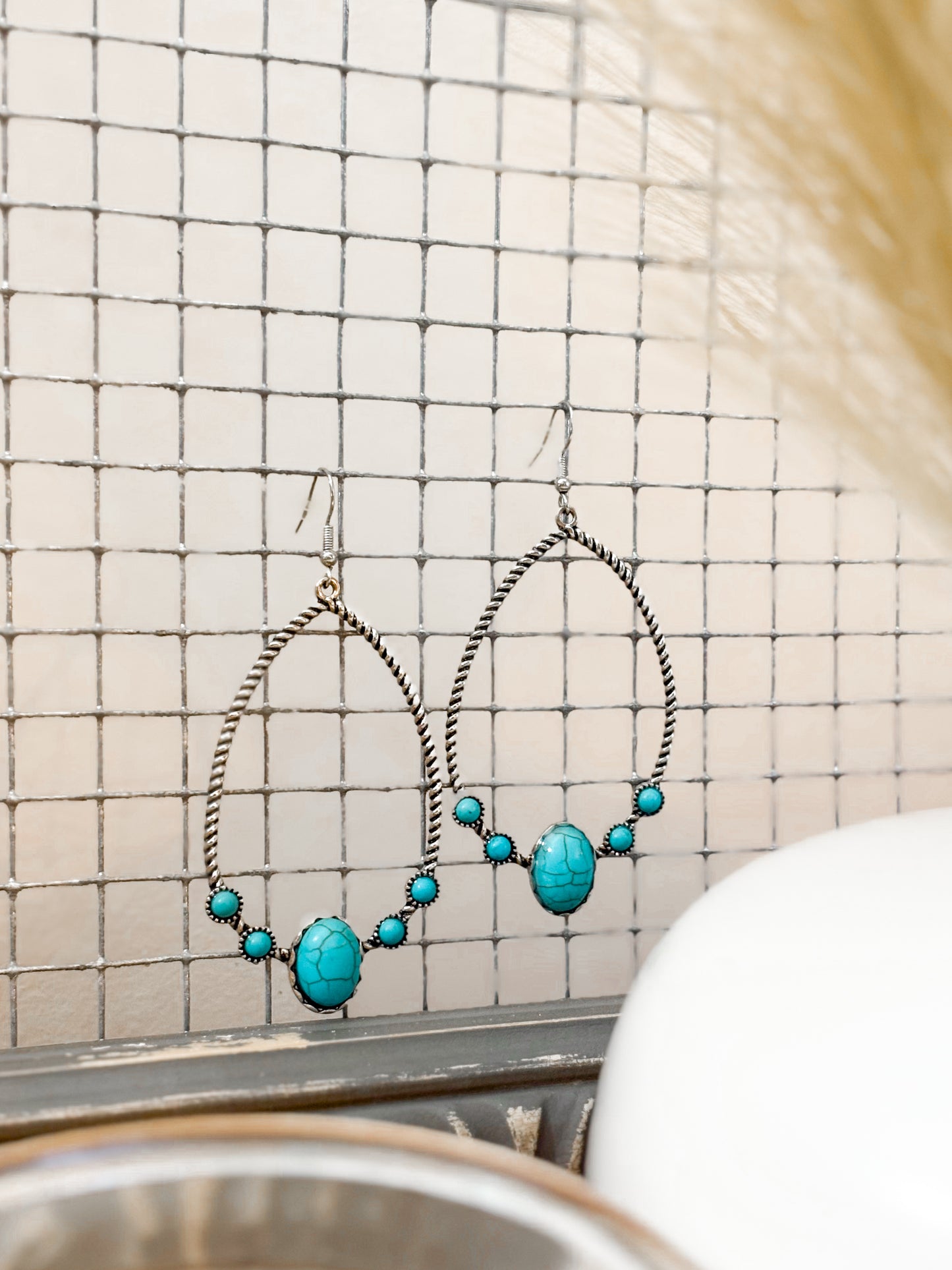 Wire Hoop Earrings | Turquoise