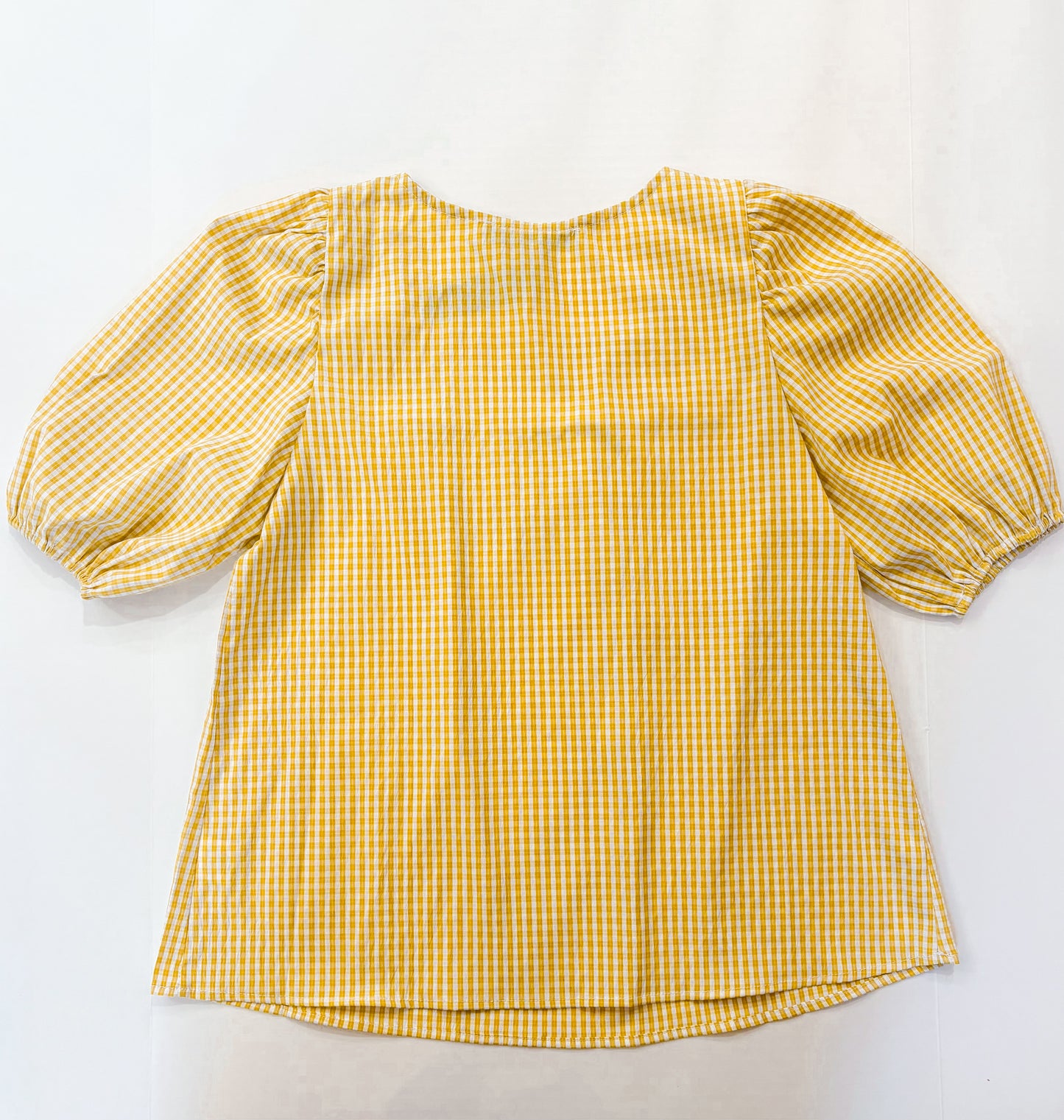 Gingham Puff Sleeve Top | Yellow