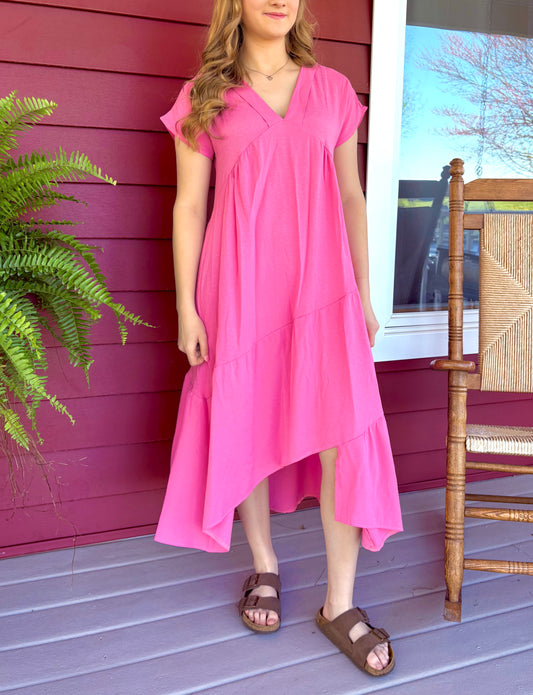 Asymmetrical Maxi Dress | Pink