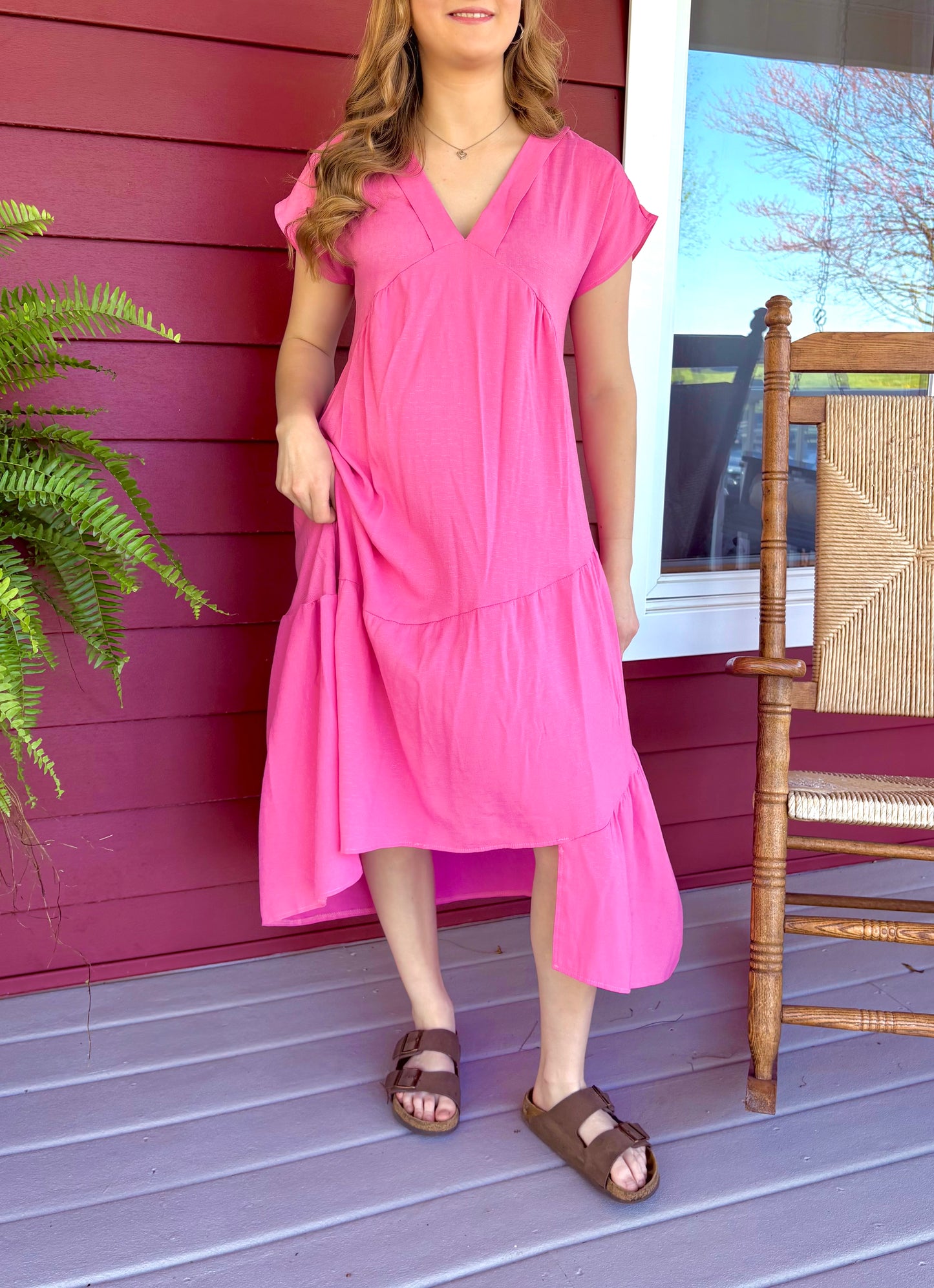 Pink Asymmetrical Maxi Dress
