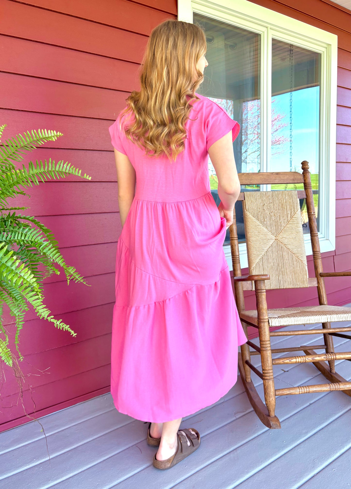 Pink Asymmetrical Maxi Dress