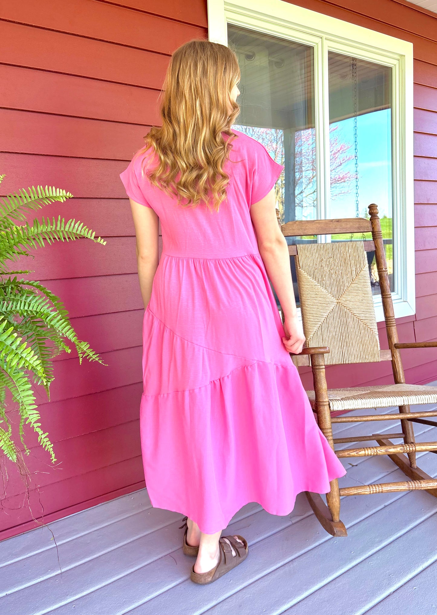 Pink Asymmetrical Maxi Dress