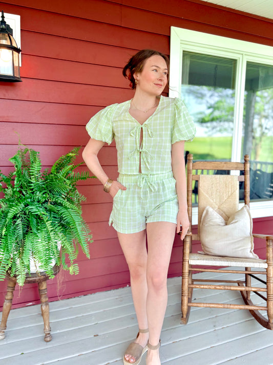 Cutie Plaid Tie Top