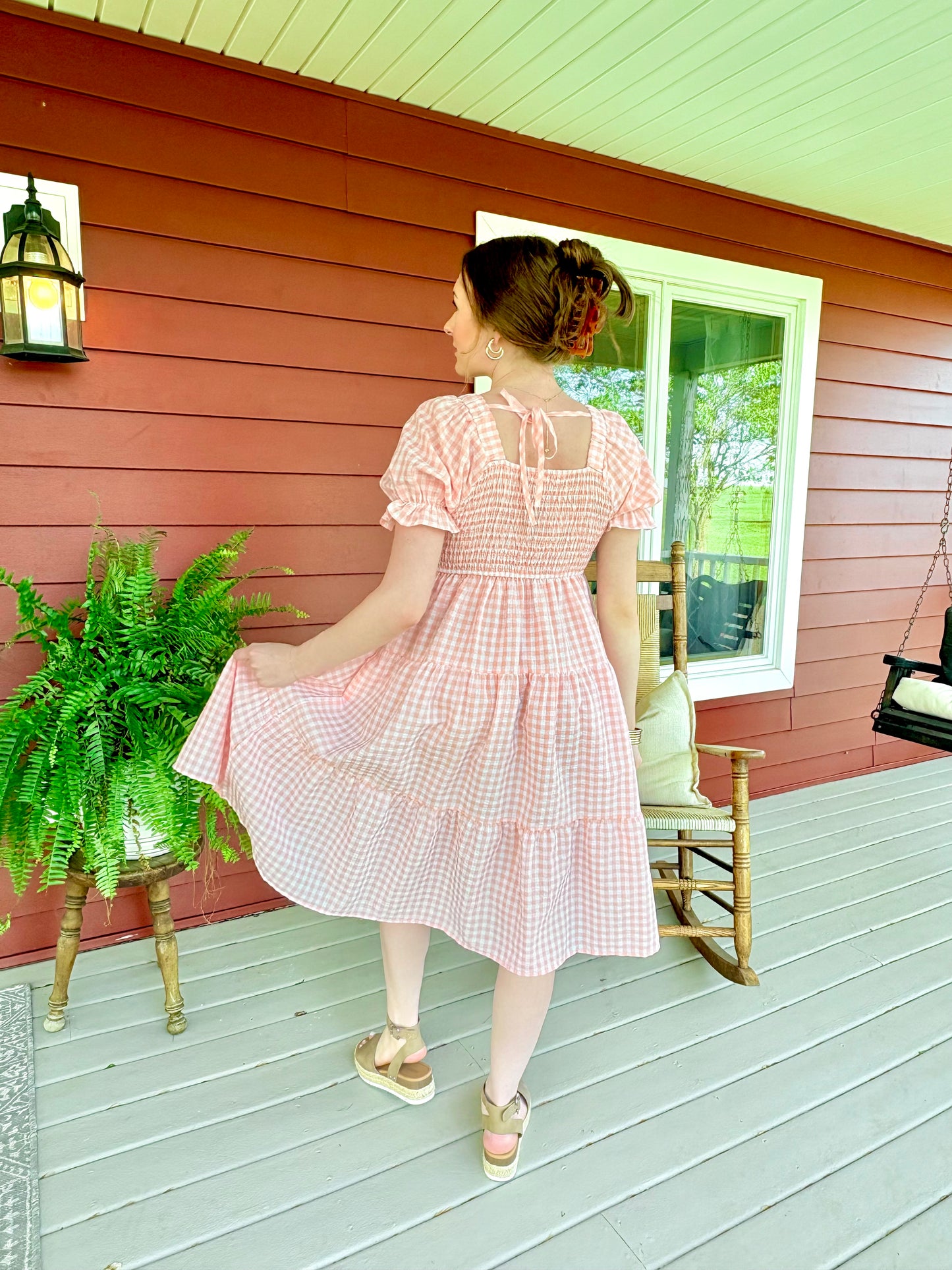 Gingham Maxi Dress | Baby Pink
