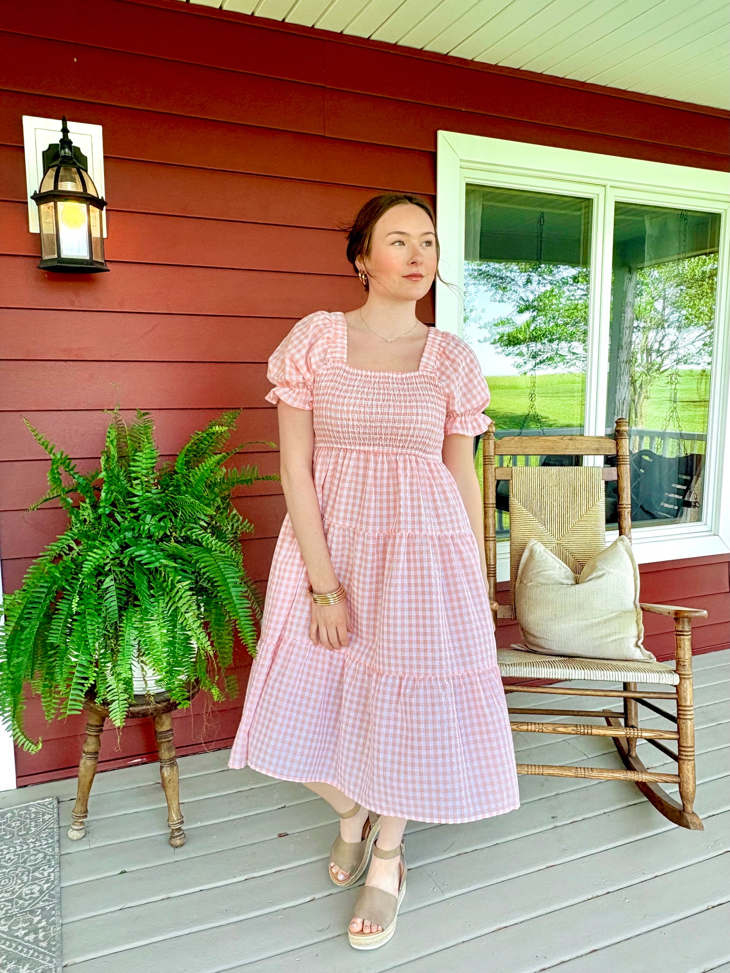 Gingham Maxi Dress | Baby Pink