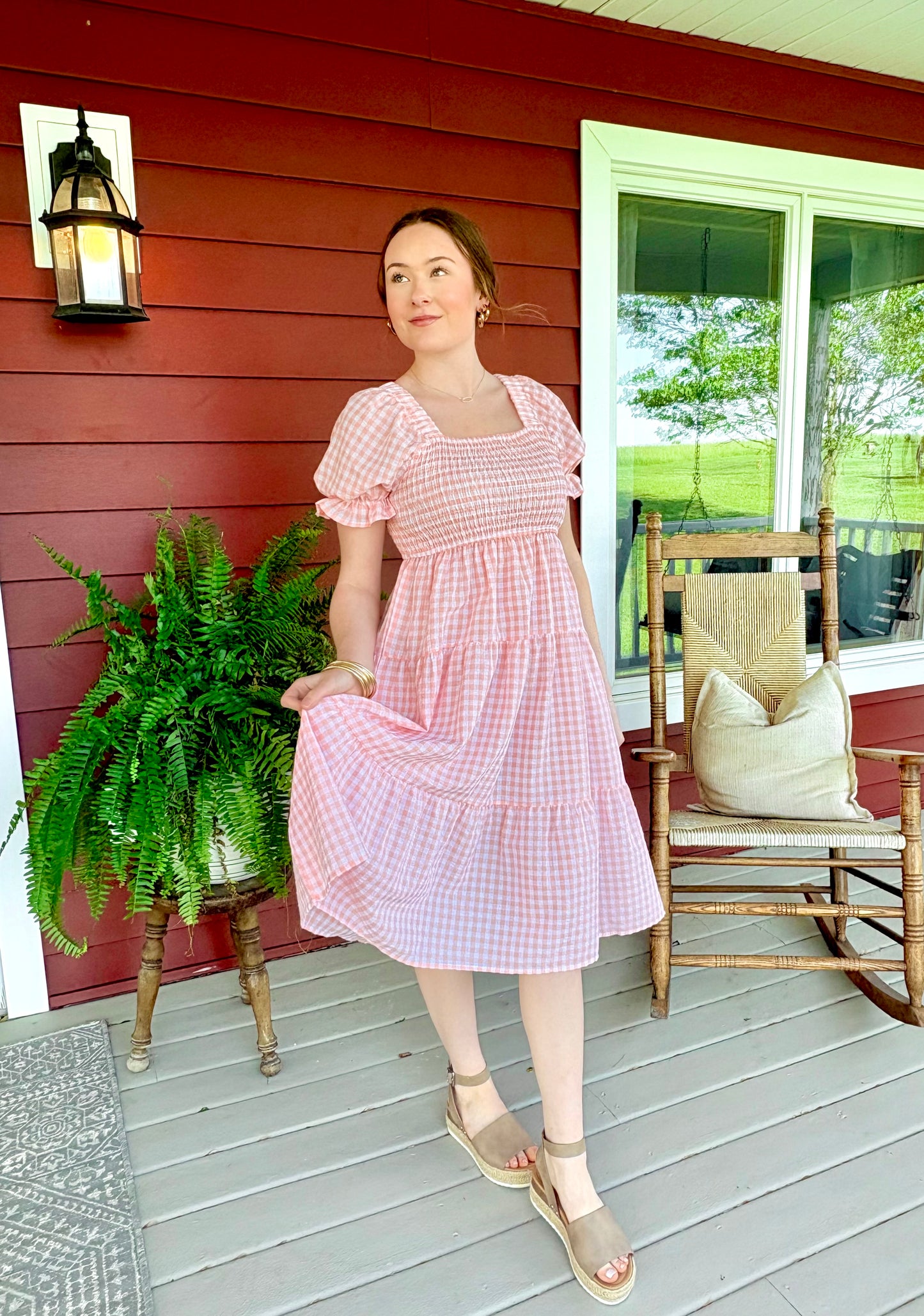 Gingham Maxi Dress | Baby Pink