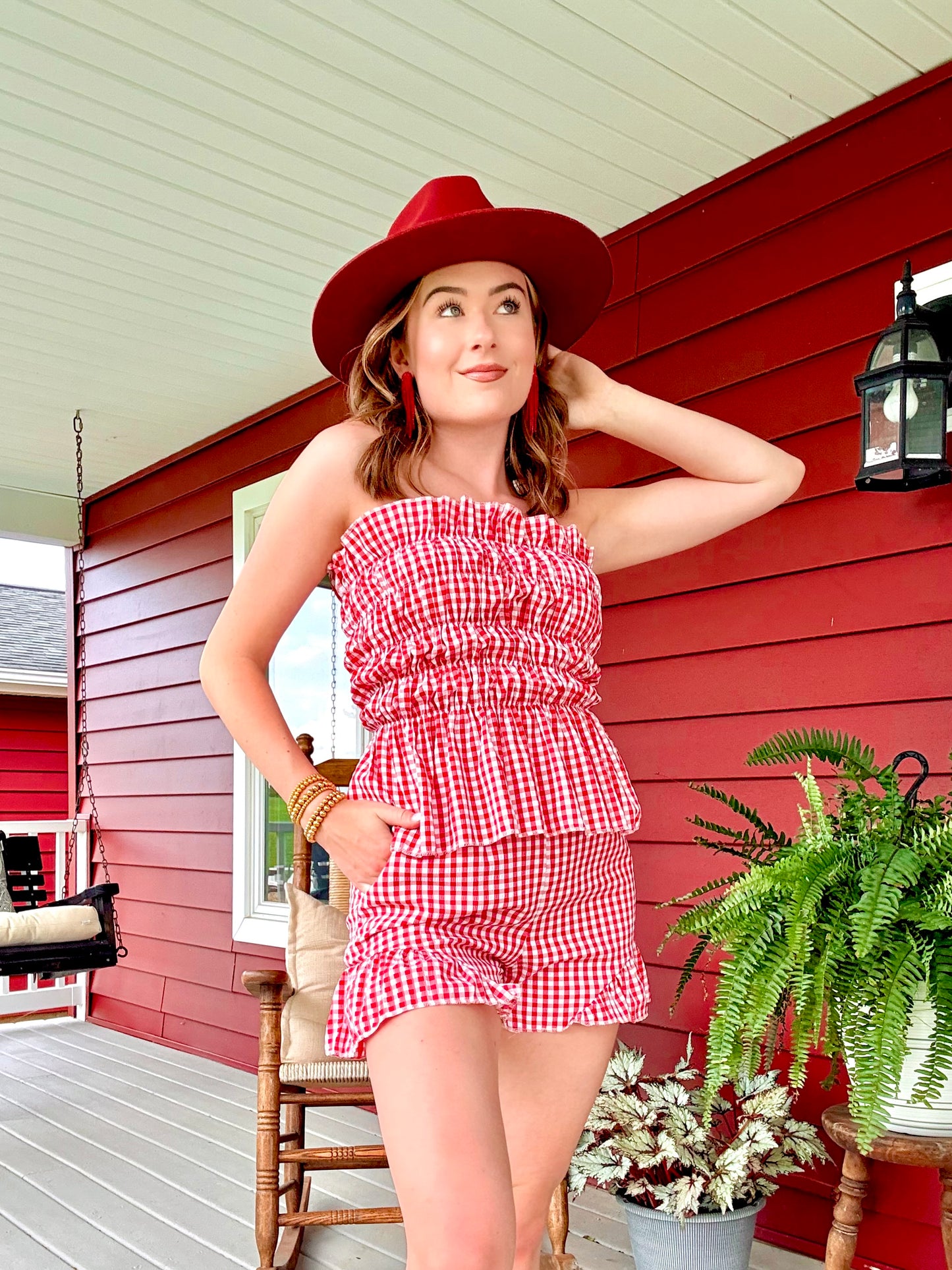 Checkered Picnic Tube Top | Red