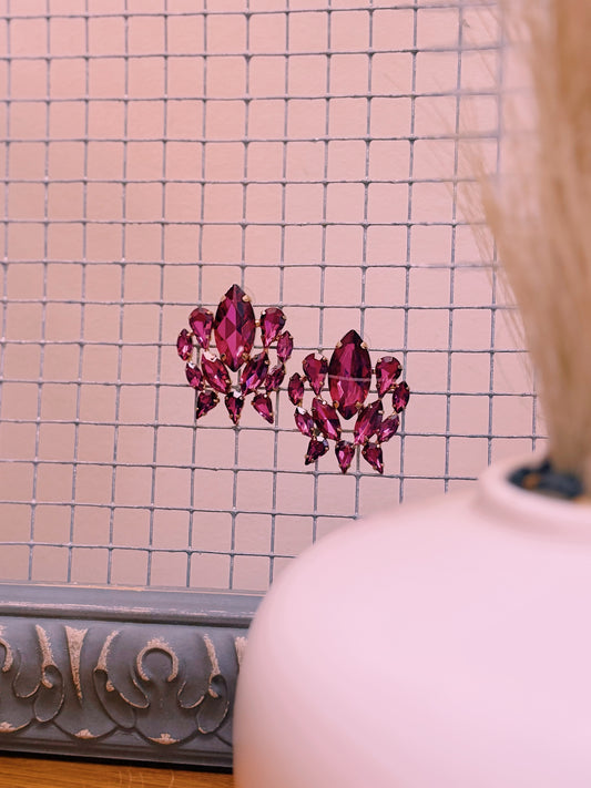Crystal Stone Earrings | Fuchsia