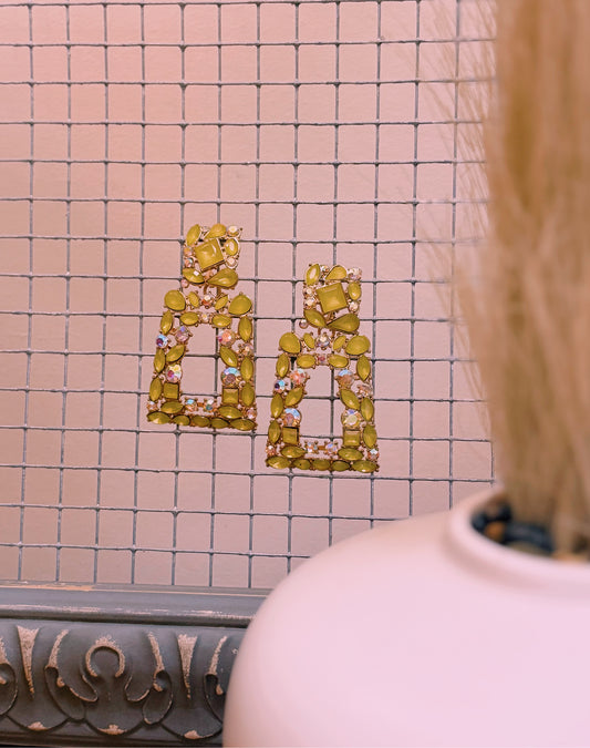 Rhinestone Earrings | Yellow
