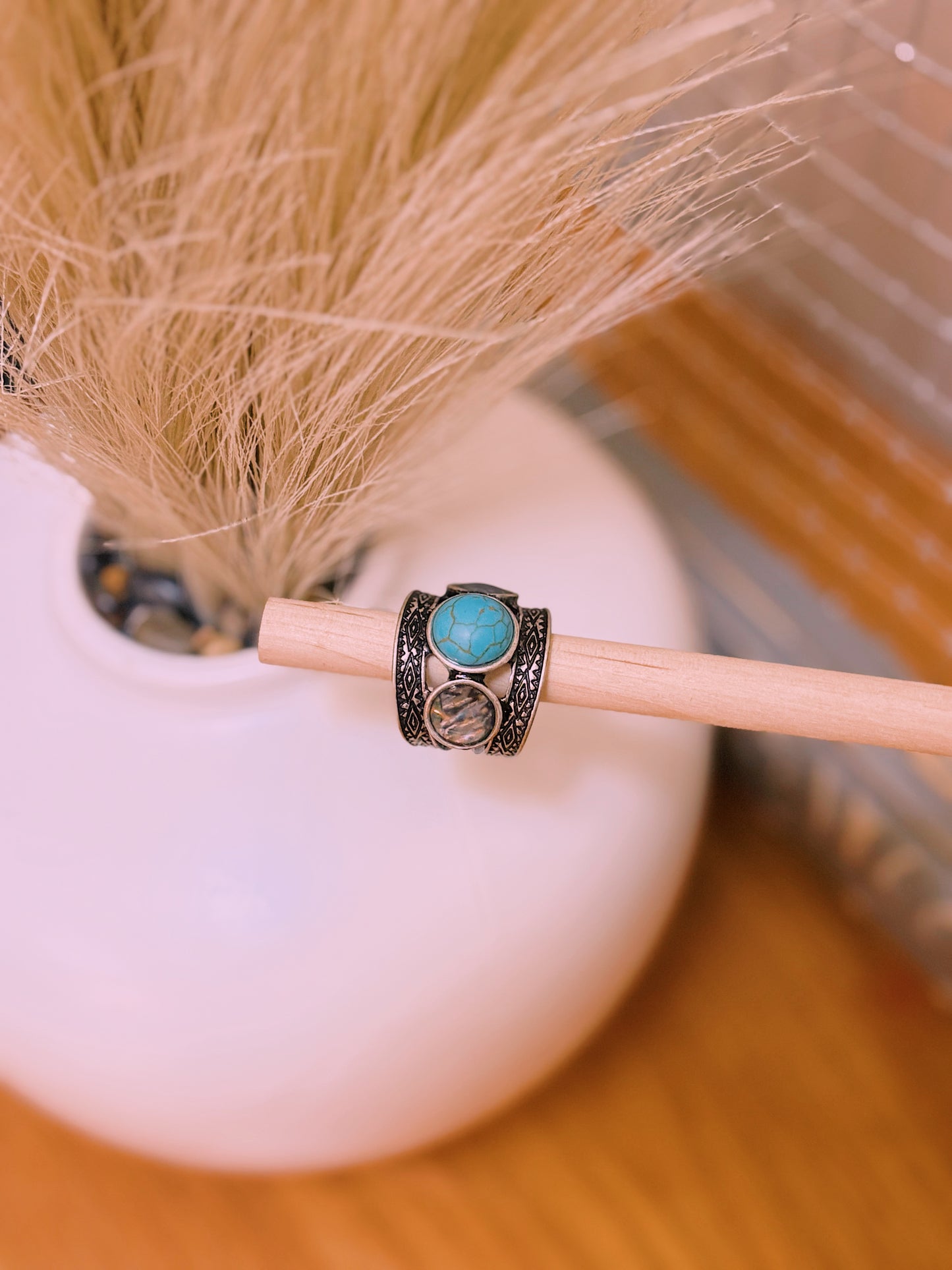 Aztec Stone Ring | Turquoise & Quartz