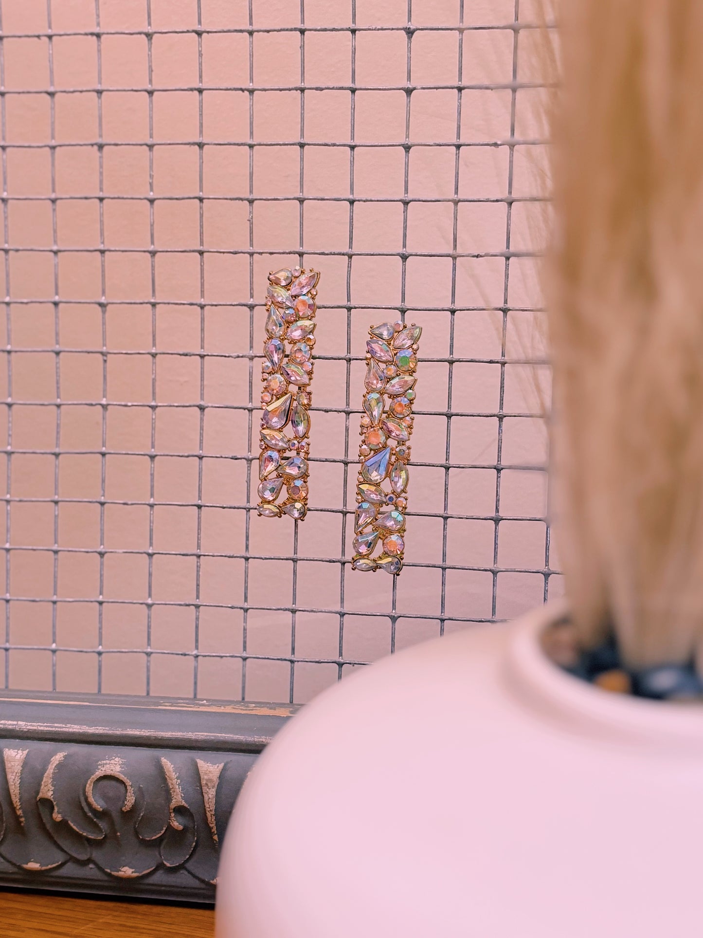 Rectangle Drop Earrings | Iridescent