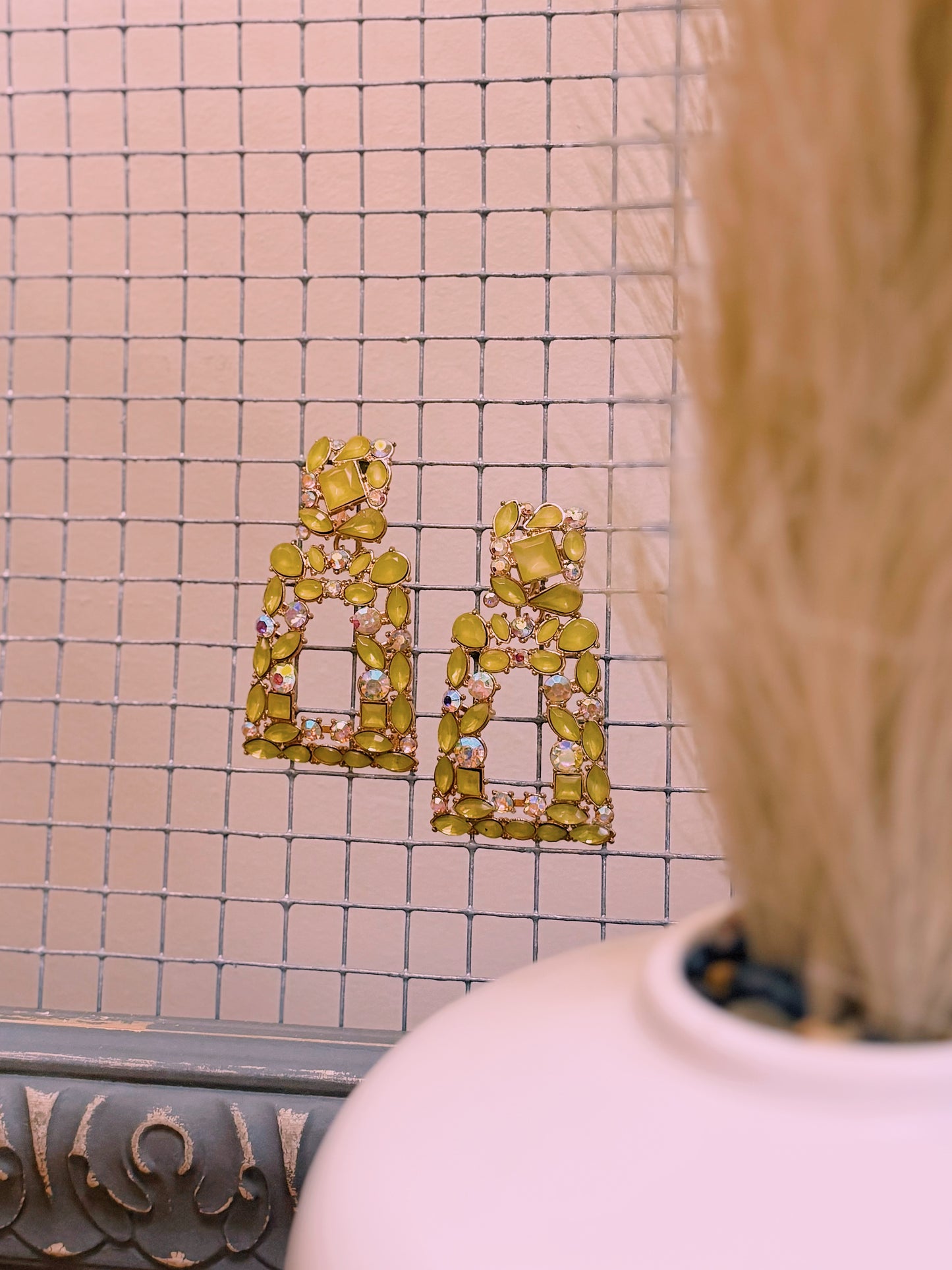 Rhinestone Earrings | Yellow