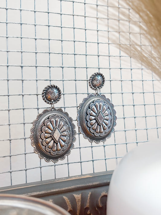 Silver Concho Earrings