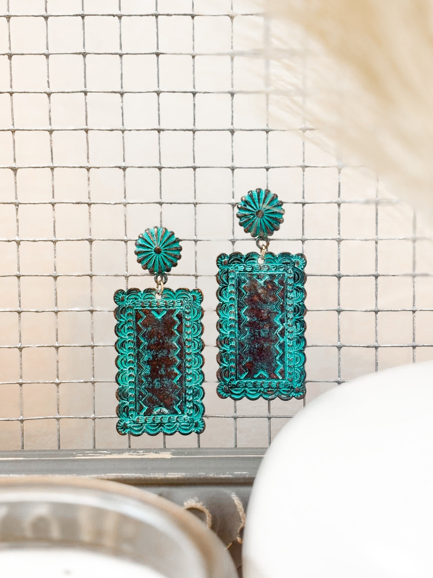 Vintage Turquoise Concho Earrings