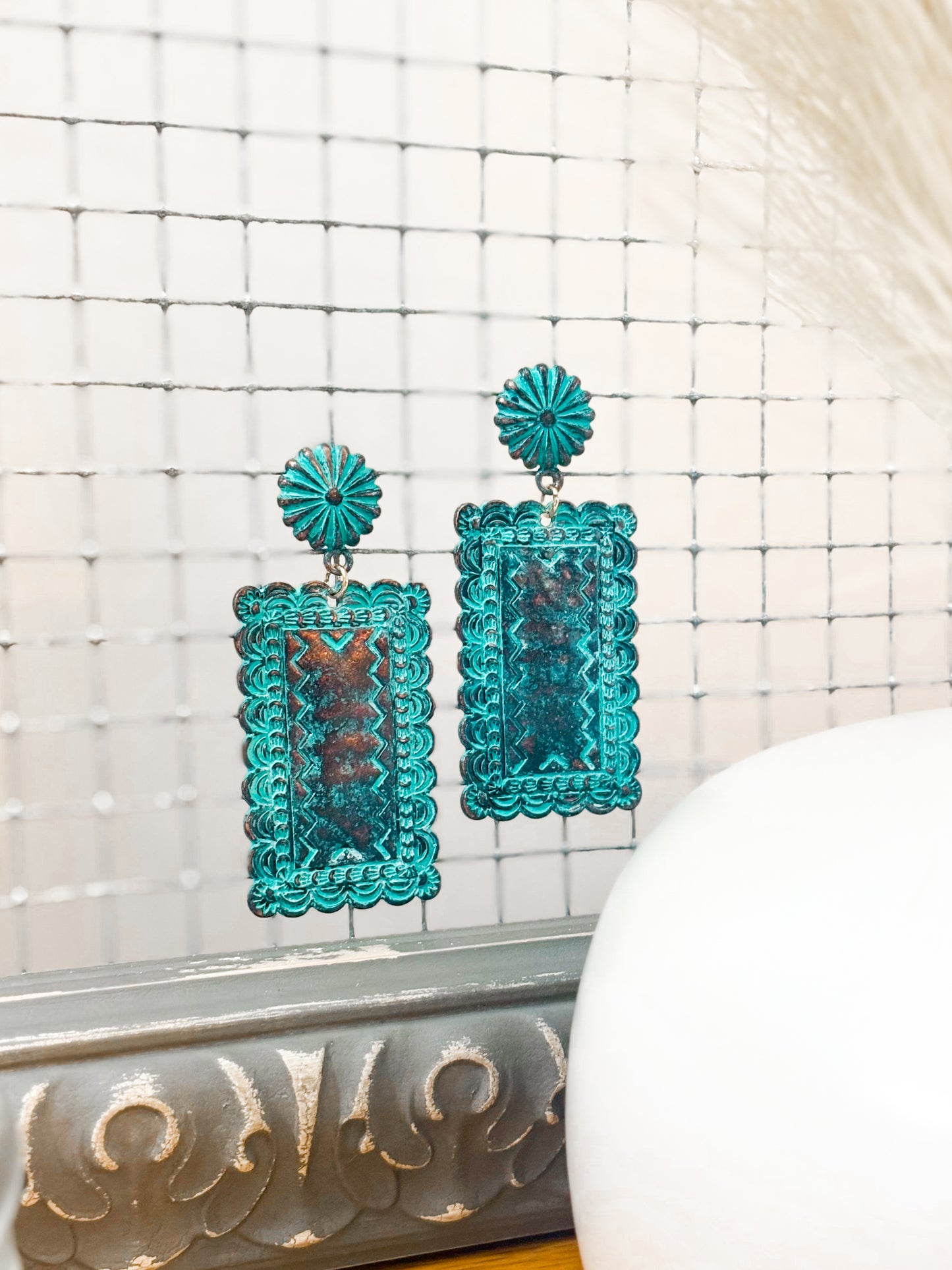 Vintage Turquoise Concho Earrings